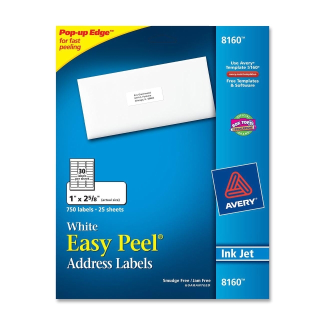 Easy Peel Address Label Avery Dennison 8160 AVE8160 Labels