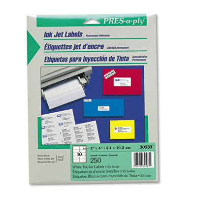 Label Printer on Address Labels  2 X 4  White  250 Pack Avery 30583 Ave30583 Labels