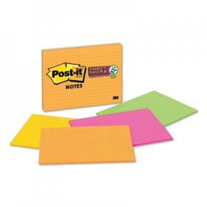 Post-it Notes Super Sticky Meeting Notes in Rio de Janeiro Colors, Lined, 8 x 6, 45-Sheet, 4/Pack (MMM6845SSPL)