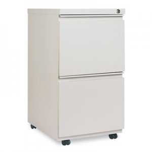 Alera Two-Drawer Metal Pedestal File with Full-Length Pull, 14.96w x 19.29d x 27.75h, Light Gray