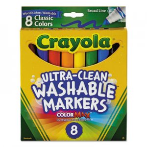 Crayola Ultra-Clean Washable Markers, Broad Bullet Tip, Classic Colors, 8/Pack CYO587808 587808