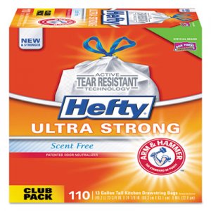 Hefty Strong 13 Gal. Tall Kitchen White Trash Bags, 45 ct