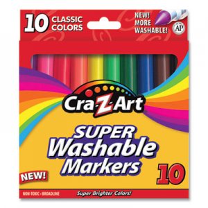 Cra-Z-Art Super Washable Markers, Broad Bullet Tip, Assorted Colors, 10/Set CZA1000224 1000224