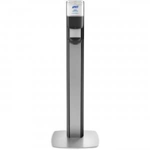 PURELL® MESSENGER ES8 Silver Panel Floor Stand with Dispenser 7318-DS-SLV GOJ7318DSSLV