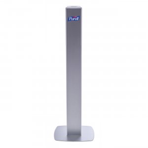 PURELL® Messenger ES8 Silver Panel Floor Stand with Dispenser 7308-DS-SLV GOJ7308DSSLV